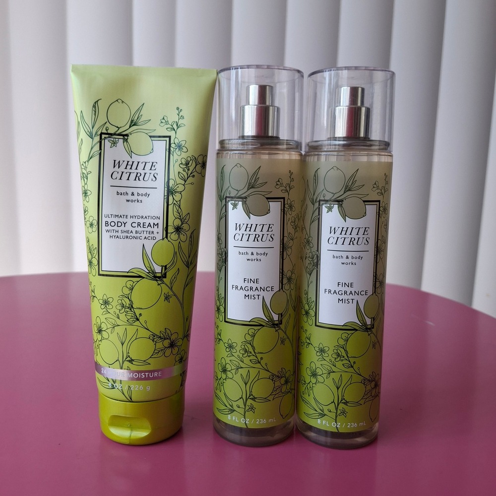 Bath & Body Works WHITE CITRUS Body Cream & Fragrance Mist 3 Piece Set